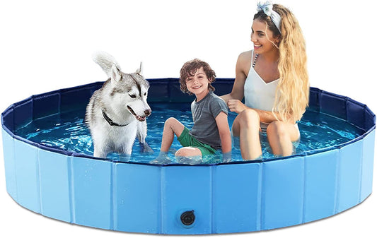 Jasonwell Foldable Dog Pool Collapsible Hard Plastic Dog Swimming Pool Portable Kiddie Pool Pet Pool Doggie Wading Pool Bath Tub for Puppy Small Medium Large Dogs Cats and Kids 79"