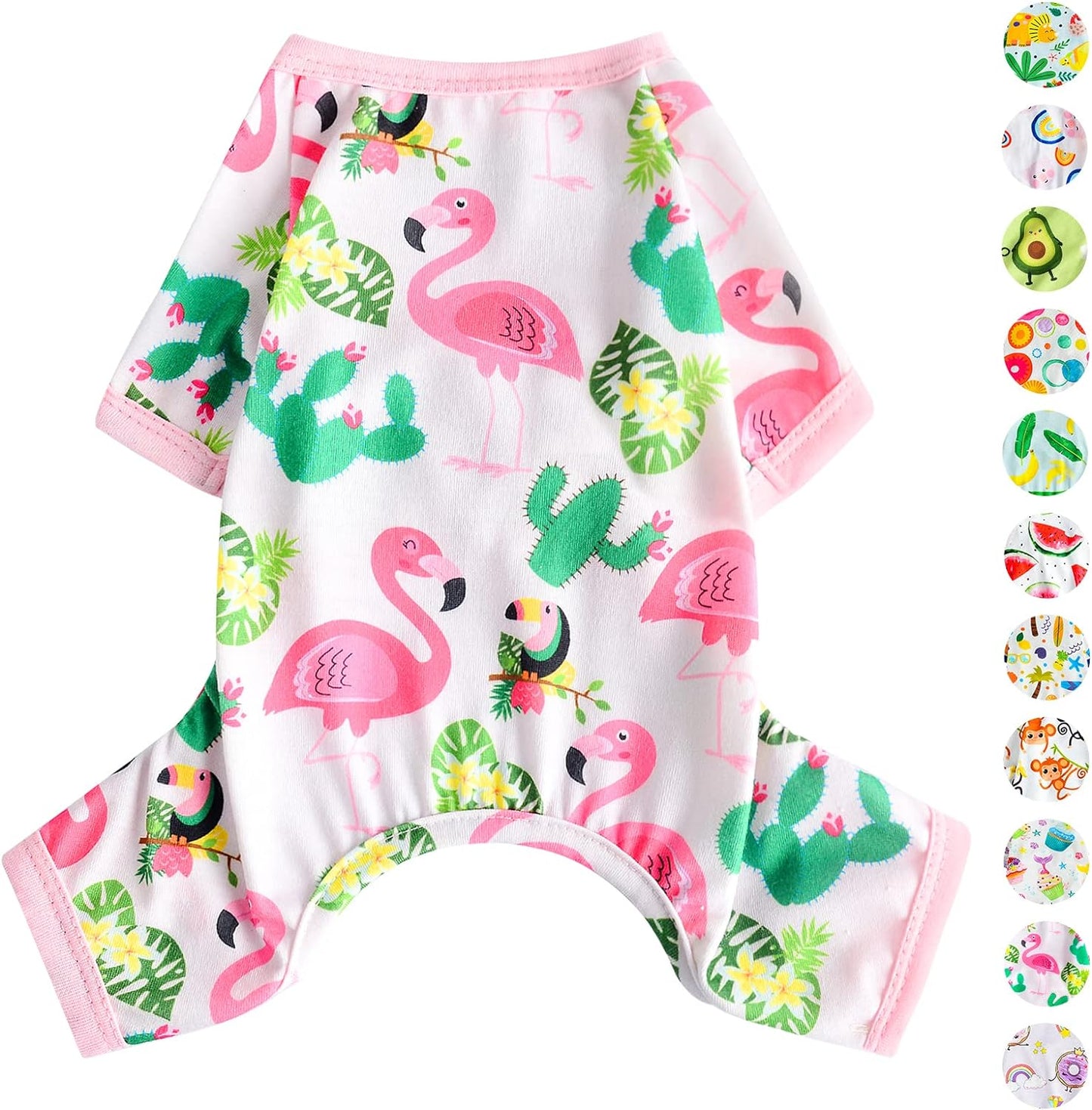 Dog Pajamas Pjs Spring Summer Dog Clothes for Small Dogs Girl - Boy - Medium Size Dogs, Soft Stretchy Puppy Clothes Doggie Onesies Cat Pet Jammies Outfit (Tropical Flamingo, Large)