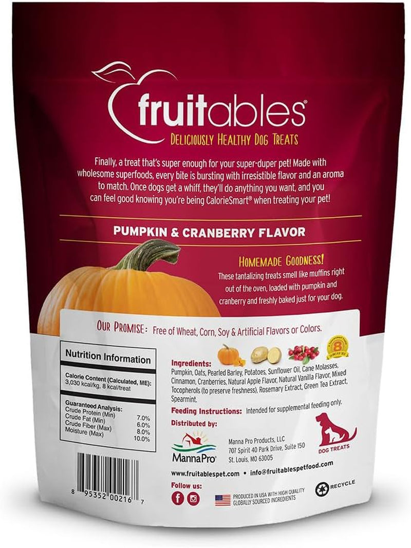 Fruitables Baked Dog Treats – Healthy Low Calorie Pumpkin Treats – Free of Wheat, Corn and Soy – Cripsy Bacon and Apple – 12 Ounces