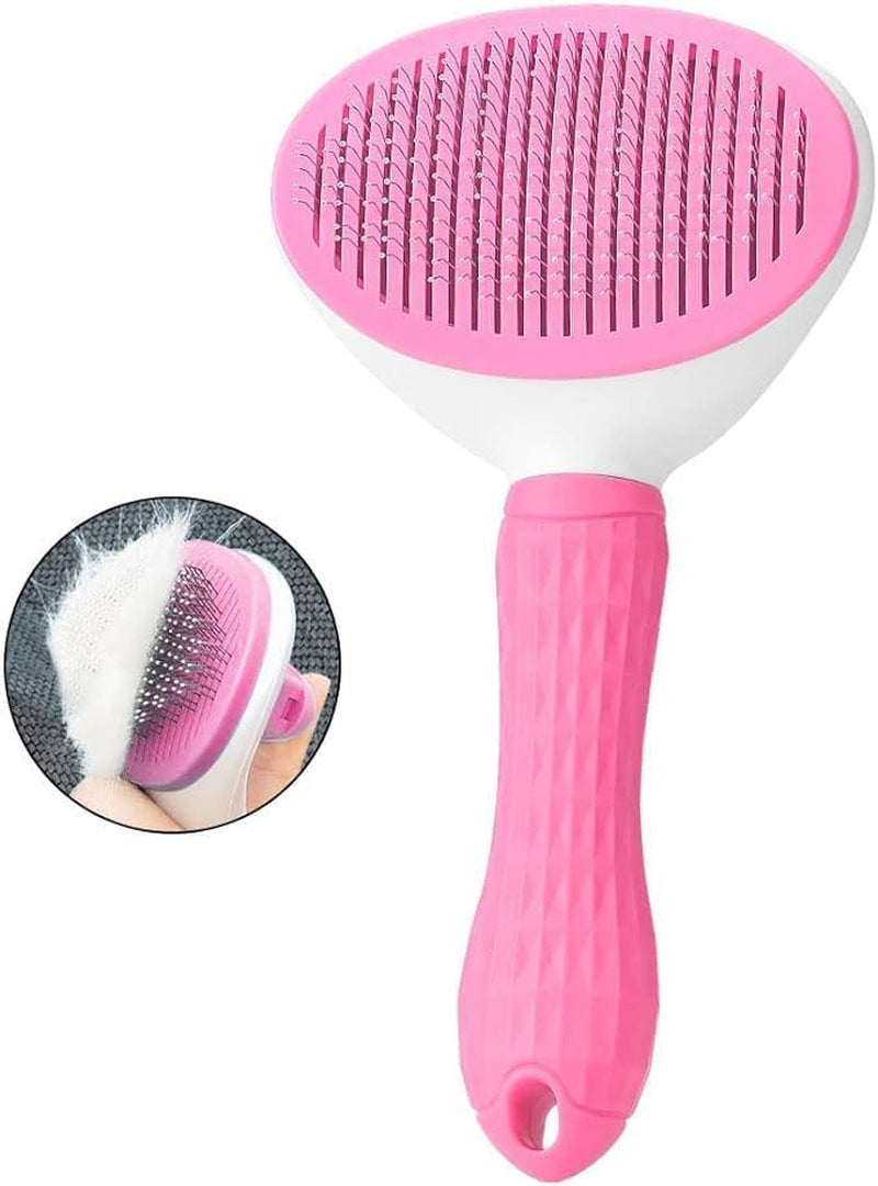 Depets Self Cleaning Slicker Brush, Dog Cat Bunny Pet Grooming Shedding Brush - Easy to Remove Loose Undercoat, Pet Massaging Tool Suitable for Pets with Long or Short Hair