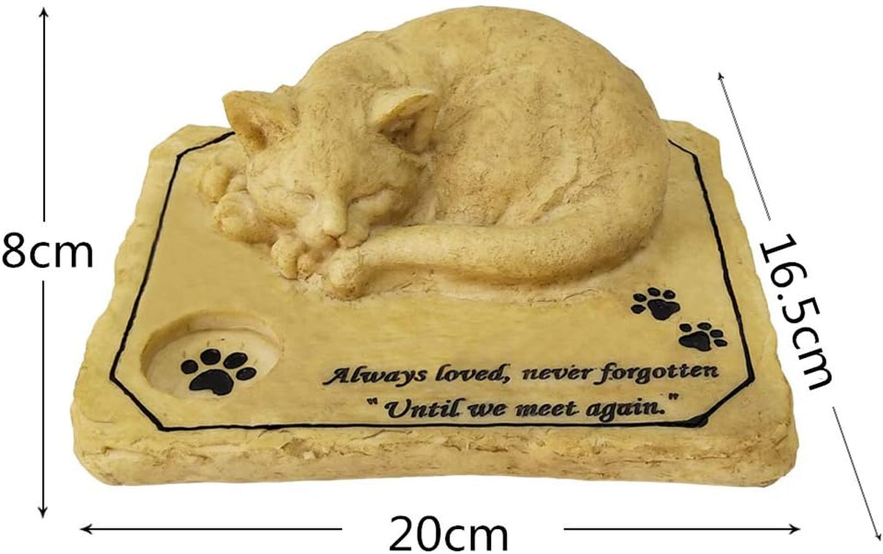 JHP Pet Memorial Stone Marker for Cat, 3D Cat Garden Stone, Cat Grave Marker Stone Headstone Tombstone,Cat Sympathy Gifts Loss of Cat Memorial Outdoor