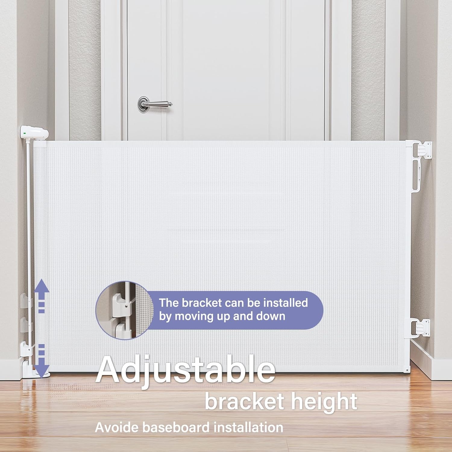 Probebi Retractable Baby Gates Extra Wide，Probebi Retractable Dog Gate the House Extends to 72'' Wide 34'' Tall，Gates Baby Indoor，Stair Gate Outdoor，Staris，Hallways，Doorways，Deck，Porch，C-Grey (SG021)