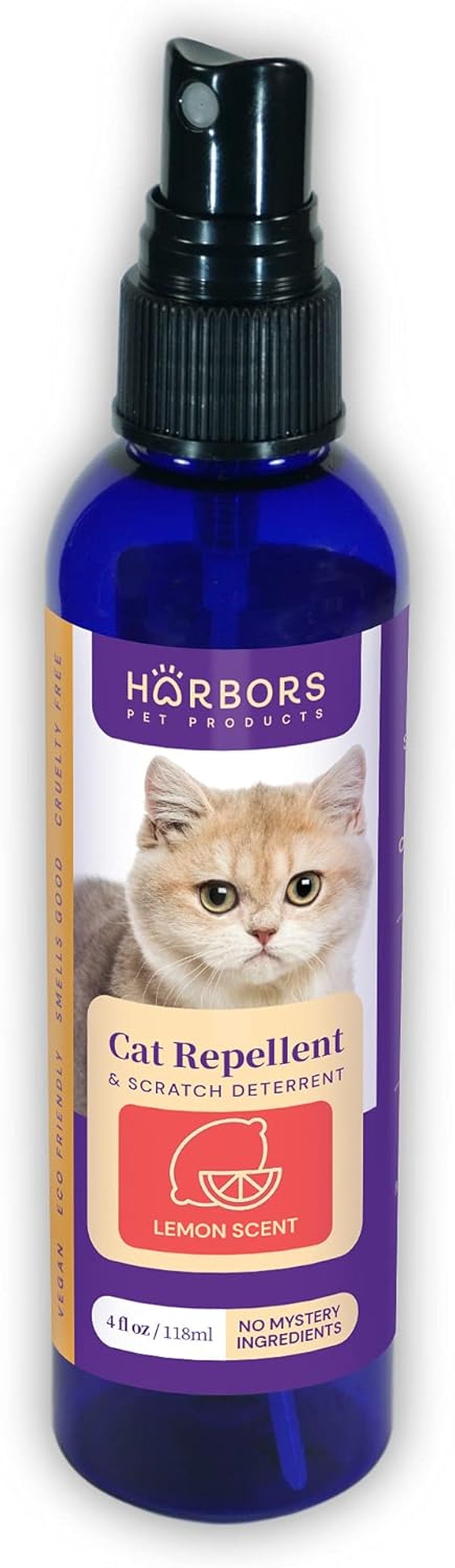 Harbor'S Cat Repellent - Scented | Cat Repellent Spray Indoor - 4 Oz | Cat Training Spray | Cat Repellent for Furniture | Cat Repellent for Plant (Lemon)