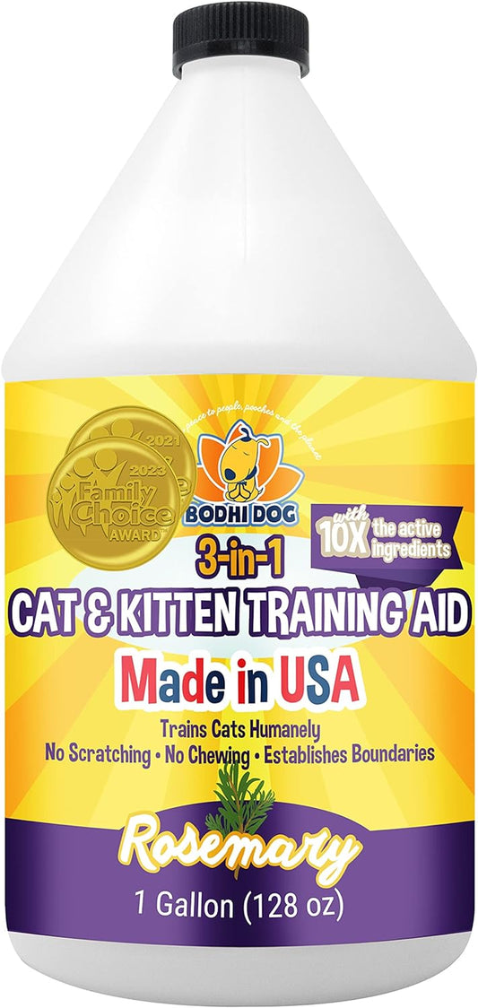 Bodhi Dog 3-In-1 Cat & Kitten Training Aid | Cat Deterrent Spray for Indoor and Outdoor Use | Cat Repellent Spray for Furniture | Establish Boundaries & Keep Cat off | Made in the USA (1 Gallon)