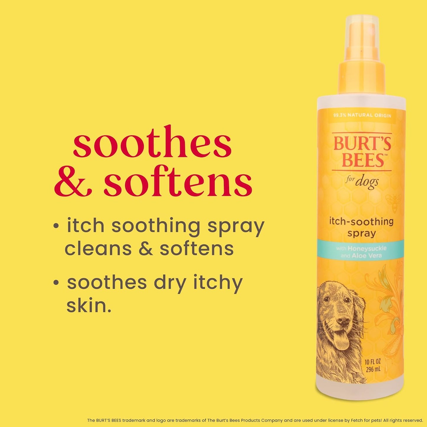 Burt'S Bees for Pets Natural Itch Soothing Spray with Honeysuckle | Best Anti-Itch Spray for Dogs with Itchy Skin | Cruelty Free, Sulfate & Paraben Free - Made in the USA, 10 Oz