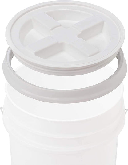 Gamma2 Seal Lid - Pet Food Storage Container Lids - Fits 3.5, 5, 6, & 7 Gallon Buckets, White, 4122E, Made in USA, Fits a 3.5 to 7 Gallon Bucket