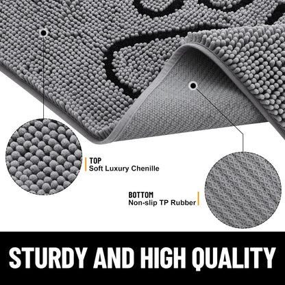 Smiry Dog Door Mat for Muddy Paws, Absorbent Dirt Trapper Non-Slip Washable Mat, Quick Dry Chenille, Mud Mat for Dogs, Entry Indoor Door Mat for inside Floor (48X30 Inches, Dark Grey)