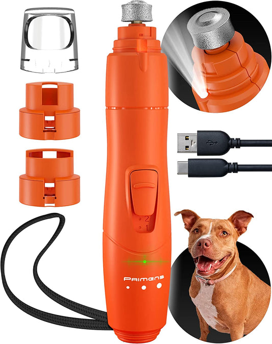 Dog Nail Grinder with LED Light, Rechargeable Dog Nail Grinder for Large Dogs, Medium & Small Dogs, Professional Pet Nail Grinder for Dogs Quiet Soft Puppy Grooming, Cat Nail Grinder, Dog Nail Trimmer