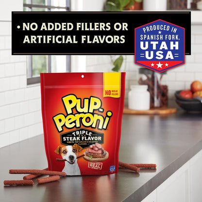 Pup-Peroni Dog Treats, Triple Steak Flavor, 22.5 Ounce, Ribeye, Top Sirloin, NY Strip Flavors, No Red 40 or Fillers