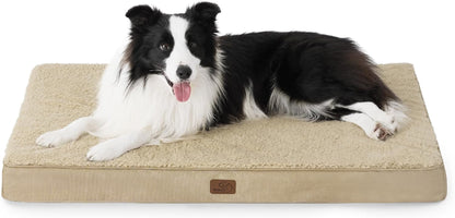 Bedsure Large Dog Bed for Large Dogs - Big Orthopedic Waterproof Dog Beds with Removable Washable Cover, Egg Crate Foam Pet Bed Matkhaki