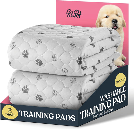 Super Absorbent Washable Pee Pads for Dogs - 2-Pack Superior Reusable Puppy Pads Pet Training Pads –100% Waterproof Dog Pee Pad Protects against Urine Leakage Non-Slip Grip Prevents Slipping& Bunching