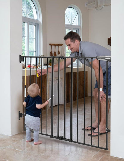 Babelio 34" Extra Tall Baby/Dog Gate with No Threshold Design Walk Thru Door, 26-43" Auto Close Safety Gate for Babies, Elders and Pets, Fits Doorways, Stairs, and Entryways, Black