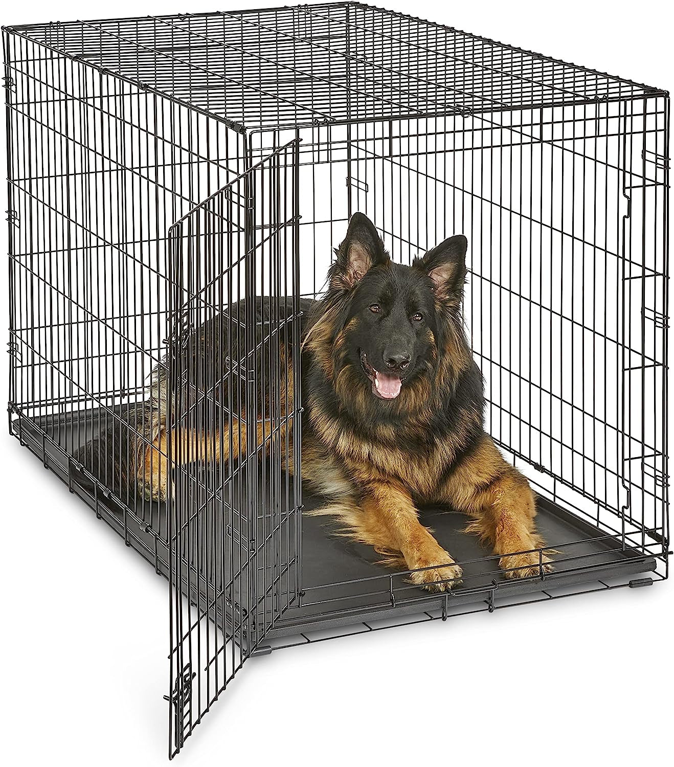 New World Newly Enhanced Single Door New World Dog Crate, Includes Leak-Proof Pan, Floor Protecting Feet, & New Patented Features, 48 Inch