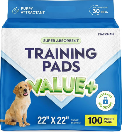 Puppy Pads Pet Pee Pads for Dogs & Puppy Training [100-COUNT] Potty Pads for Dogs 22" X 22" Leak-Proof Dog Pee Pads - Quick-Dry Surface - Heavy Duty Absorbent Disposable Dog Wee Pad Bulk Pack