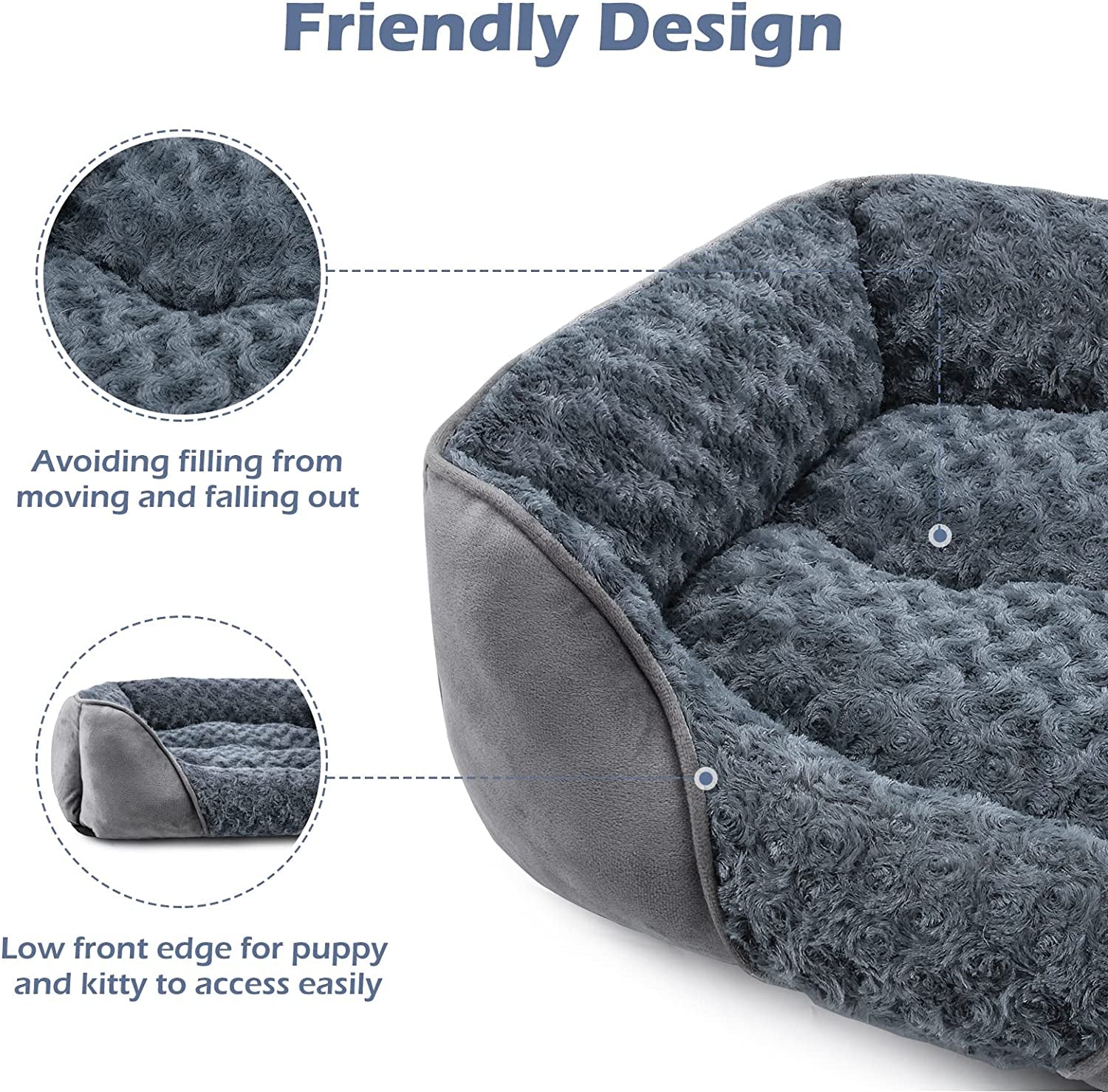 INVENHO X-Large Dog Bed for Large Medium Small Dogs, Rectangle Washable Dog Bed, Orthopedic Dog Bed, Soft Calming Sleeping Puppy Bed Durable Pet Cuddler with Anti-Slip Bottom Xl(35"X25"X10")