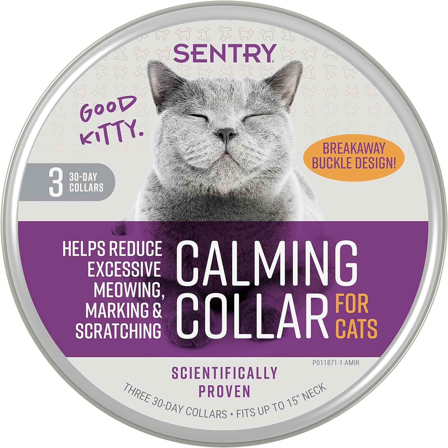 SENTRY PET Care Sentry Calming Collar for Cats, Long-Lasting Pheromone Collar Helps Calm Cats for 30 Days, Reduces Stress, Helps Calm Cats from Anxiety, Loud Noises, and Separation, 1 Count