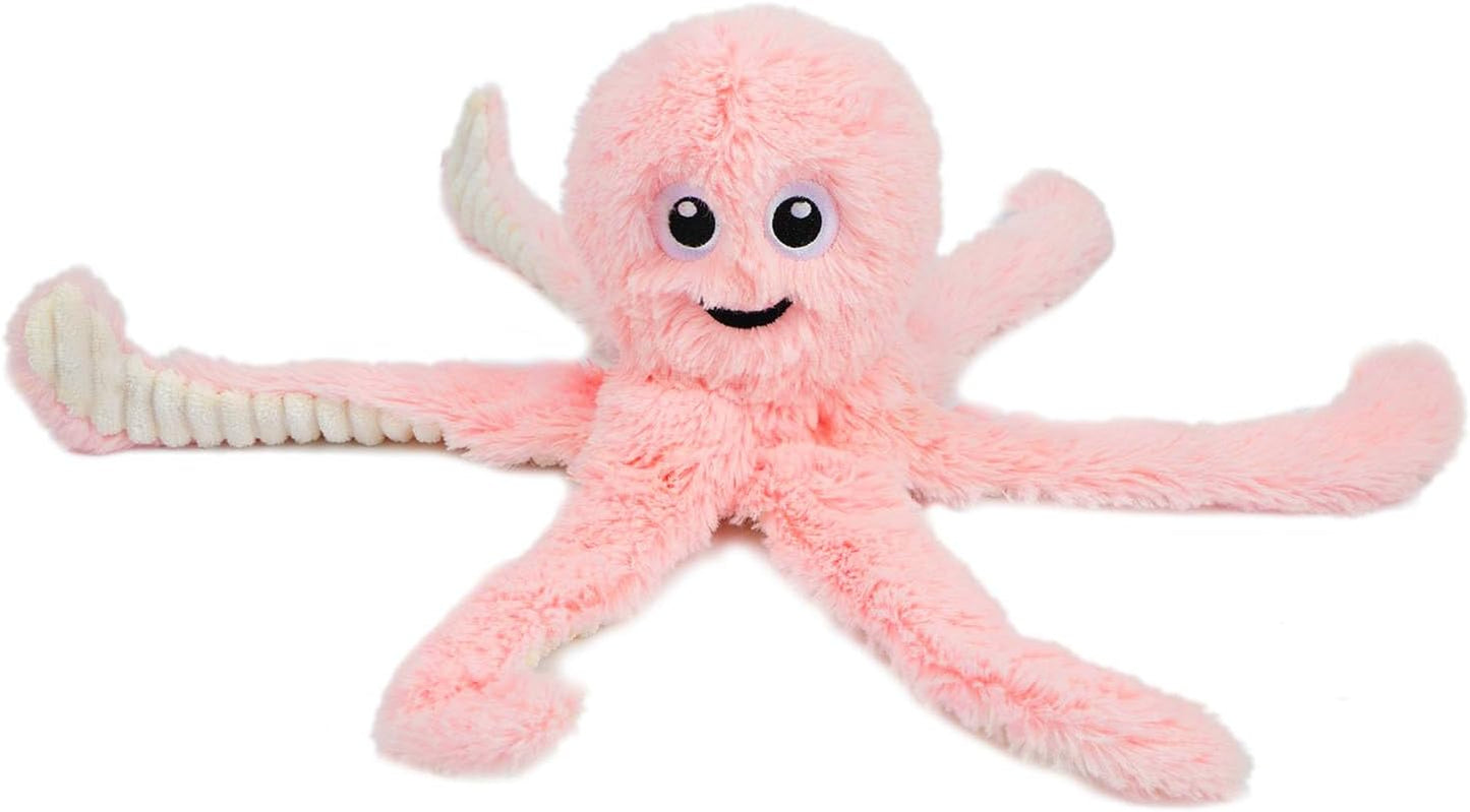 Best Pet Supplies Octomutant Crinkle Plush Dog Toys for Interactive Play, Puppy and Senior Indoor Play, Colorful Octopus Toy Shape, Soft Head Stuffing, Cute and Cuddly - Pink