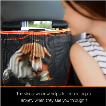 Ibuddy Dog Car Seat Covers for Back of Cars/Trucks/Suv, Waterproof Hammock with Mesh Window, Side Flaps and Belt, Durable Anti-Scratch Nonslip Machine Washable Pet Cover