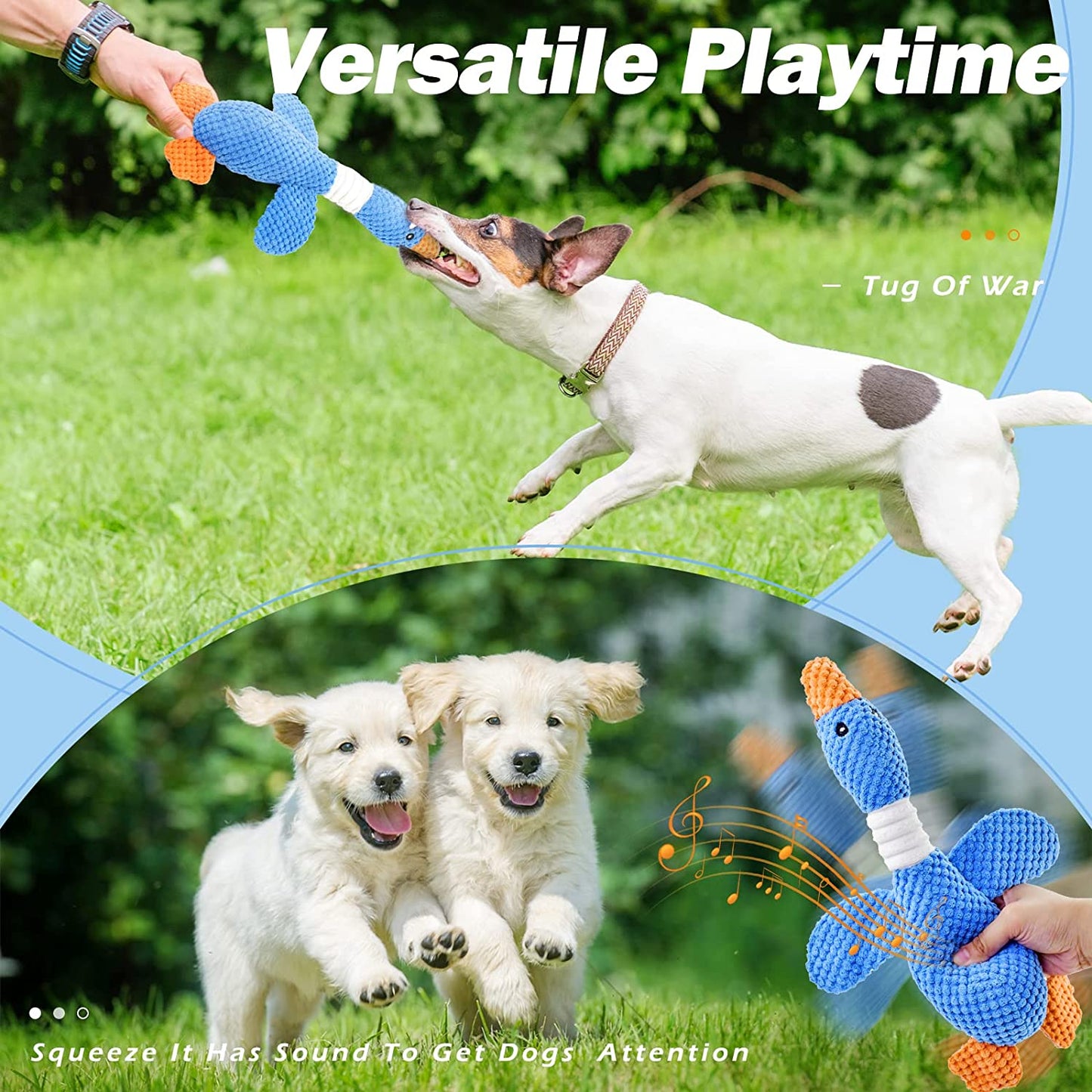 Vitscan Upgraded Goose Indestructible Dog Toys for Aggressive Chewers Small Medium Large Breed, Crinkle Squeaky Plush Dog Puppy Chew Toys for Teething, Duck Puppy Toys