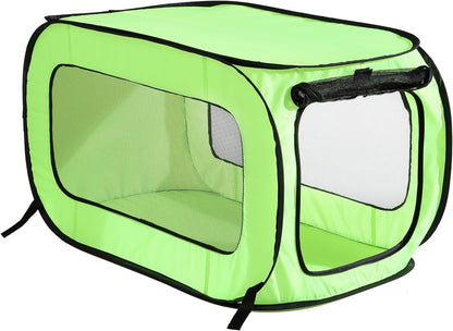 Beatrice Home Fashions Portable, Collapsible, Pop up Kennel Travel Cat and Dog Crate, 32.5" L X 19.5" W X 19.5" H, Green