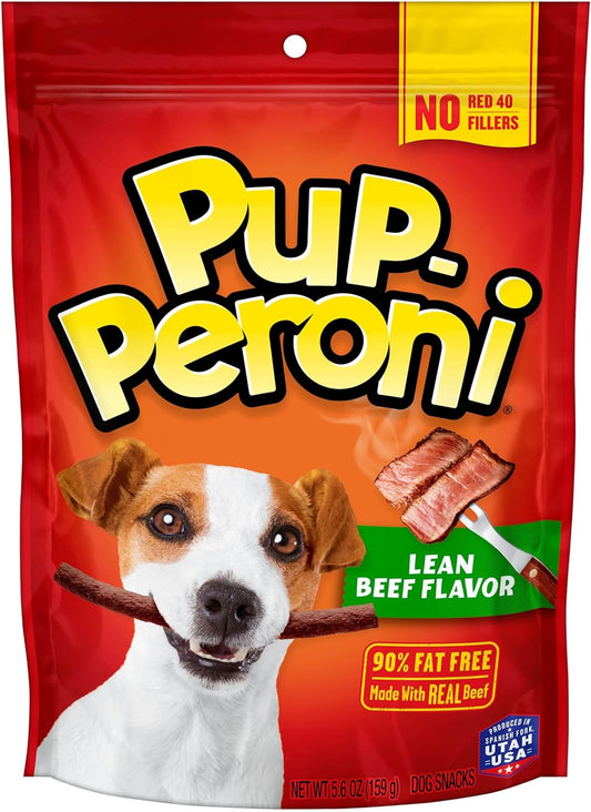 Pup-Peroni Dog Treats, Lean Beef Flavor, 5.6 Ounce (Pack of 8), Made with Real Beef, 90% Fat Free, No Red 40 or Fillers