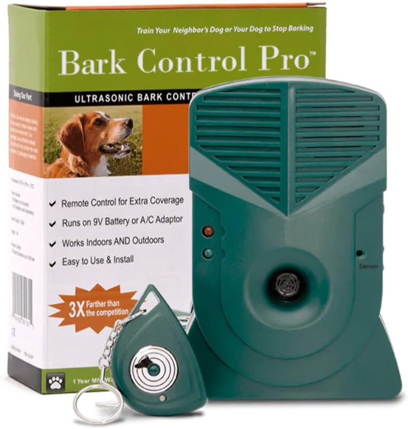 Good Life, Inc. Bark Control Pro | Stops Barking up to 150 Ft. | Humanely Stop Barking Dogs | Automatic Bark Detection | Includes Remote Control, Rain Jacket & 5-Ft. Adapter