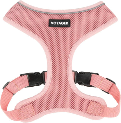 Aerolite No Pull Mesh Dog Harness with Lightweight, Soft, Breathable Chest Coverage, Reflective Stitching, and Adjustable Straps for Walking, Running, Training, Heavy Duty and Durable - Pink, XL