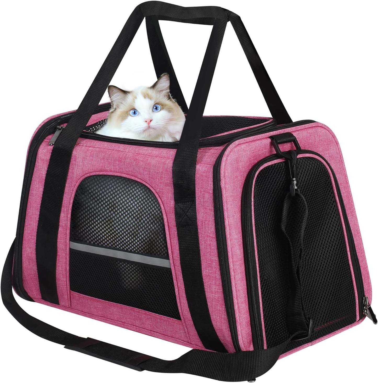 Hicaptain Soft Cat Carrier with Top Mesh Window - Pet Carrier Breathable for Medium Cats and Small Dogs Puppies up to 14 Lb (Pink)