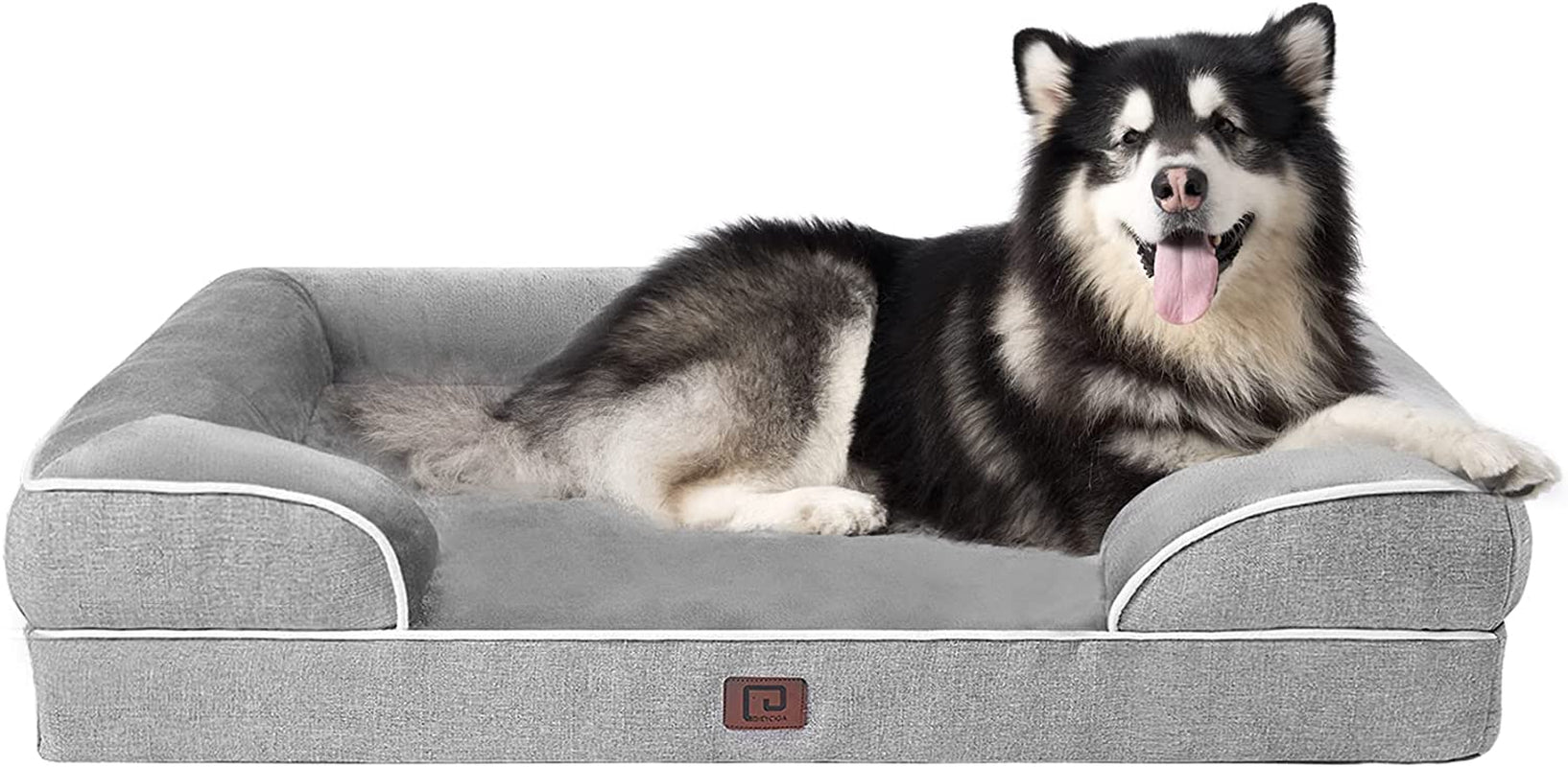 EHEYCIGA Orthopedic Dog Beds for Extra Large Dogs, Waterproof Memory Foam XXL Dog Bed with Sides, Non-Slip Bottom and Egg-Crate Foam Big Dog Couch Bed with Washable Removable Cover, Grey