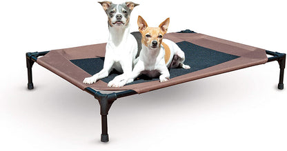 K&H Pet Products Cooling Elevated Dog Bed Outdoor Raised with Washable Breathable Mesh, Cot No-Slip Rubber Feet, Portable Indoor Bed, Large Chocolate/Black Mesh