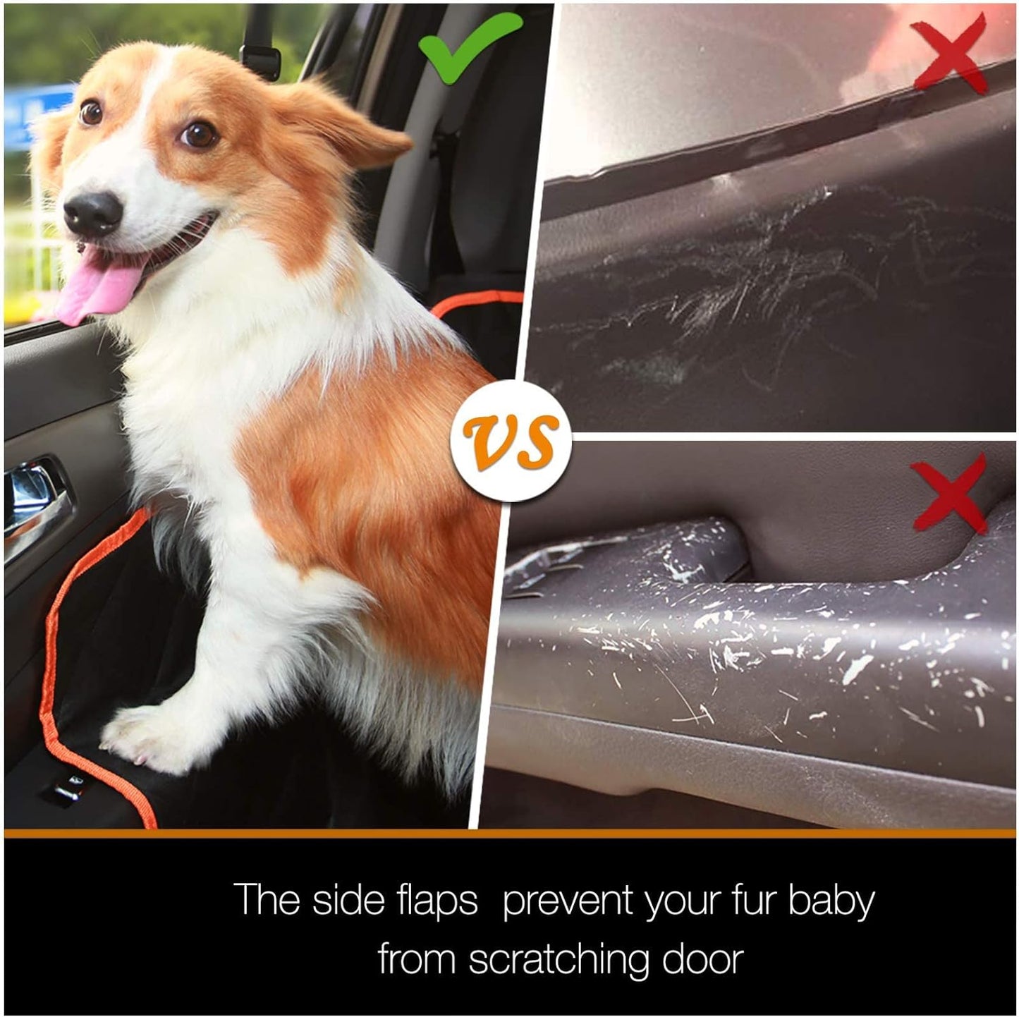 Ibuddy Dog Car Seat Covers for Back of Cars/Trucks/Suv, Waterproof Hammock with Mesh Window, Side Flaps and Belt, Durable Anti-Scratch Nonslip Machine Washable Pet Cover