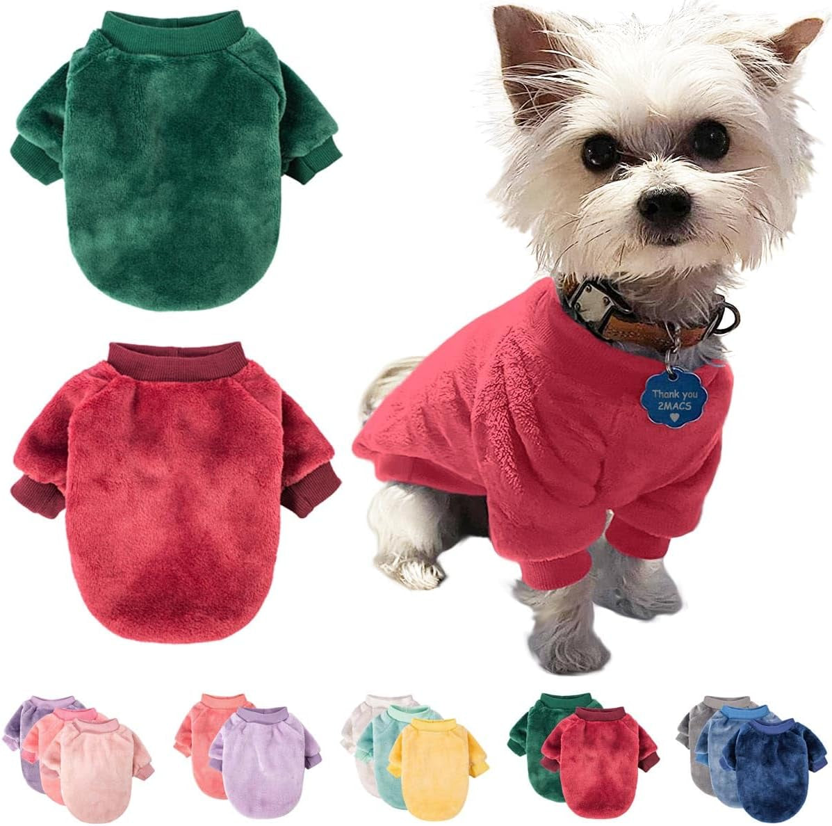 Fabricastle Dog Sweater, Pack of 2 or 3, Dog Clothes, Dog Coat, Dog Jacket for Small Medium Dogs Boy or Girl, Ultra Soft and Warm Cat Pet Sweaters (Xx-Large, Dark Red,Dark Green)