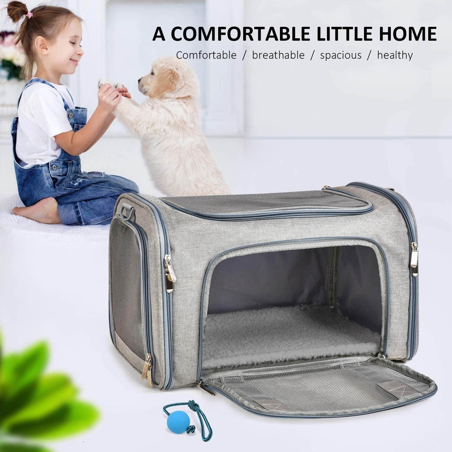 Henkelion Large Cat Carriers Dog Carrier Pet Carrier for Large Cats Dogs Puppies up to 25Lbs, Big Dog Carrier Soft Sided, Collapsible Travel Puppy Carrier - Large - Blue
