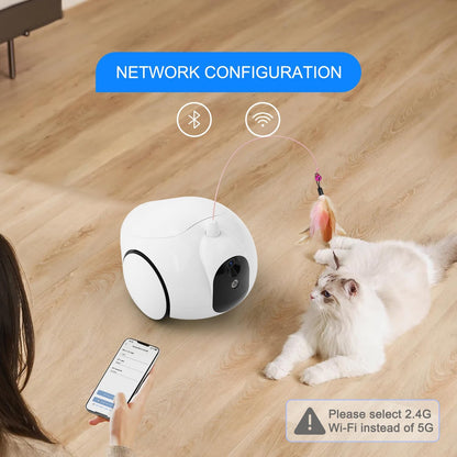 New Model 2024 Smart Cat Camera,Full House Mobile Monitoring Automatic Pet Feeder for Cats and Dogs,Phone App Controlled, 1080P Full HD Pet Camera,Two-Way Audio,Supports 2.4G Network (White)