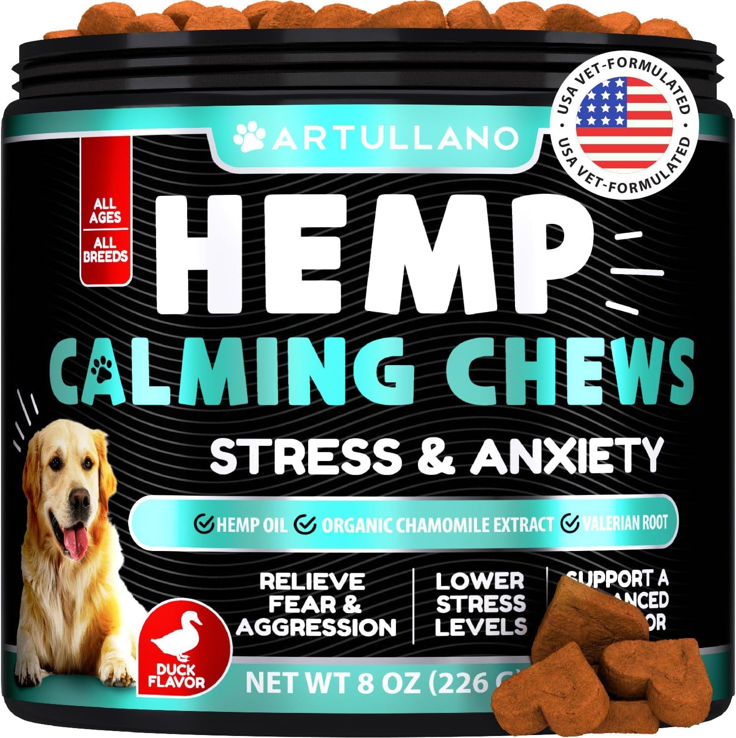 Hemp Calming Chews for Dogs - Advanced Dog Calming Chews - Anxiety Relief Treats - Dog Anxiety Relief - Health and Wellness Supplements for Dogs - Hip and Joint Support - 120 Chews