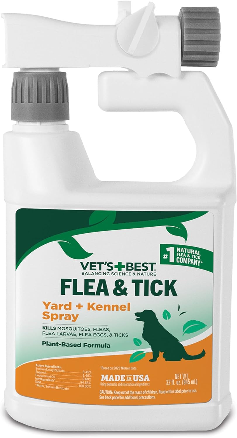 Vet'S Best Flea and Tick Yard and Kennel Spray - Yard Treatment Spray Kills Mosquitoes, Fleas, and Ticks with Certified Natural Oils - Plant Safe - 96 Oz Refill