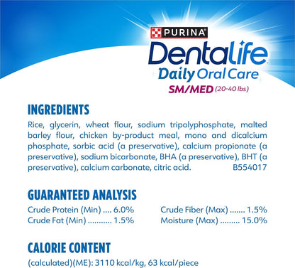 Purina Dentalife Daily Oral Care Chicken Flavor Small/Medium Breed Dog Dental Chews – Multipack 35.7 oz (2) - (94ct) - 47 ct. Pouch