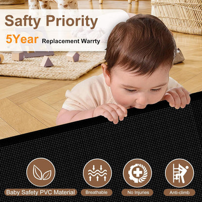 Upgrade 150 Inch Retractable Baby Gates Extra Wide with Reinforced Strip Design to Prevent Crawling Through, 150" Retractable Dog Gate, 42" Tall, Retractable Gate for Indoor/Outdoor(Black)