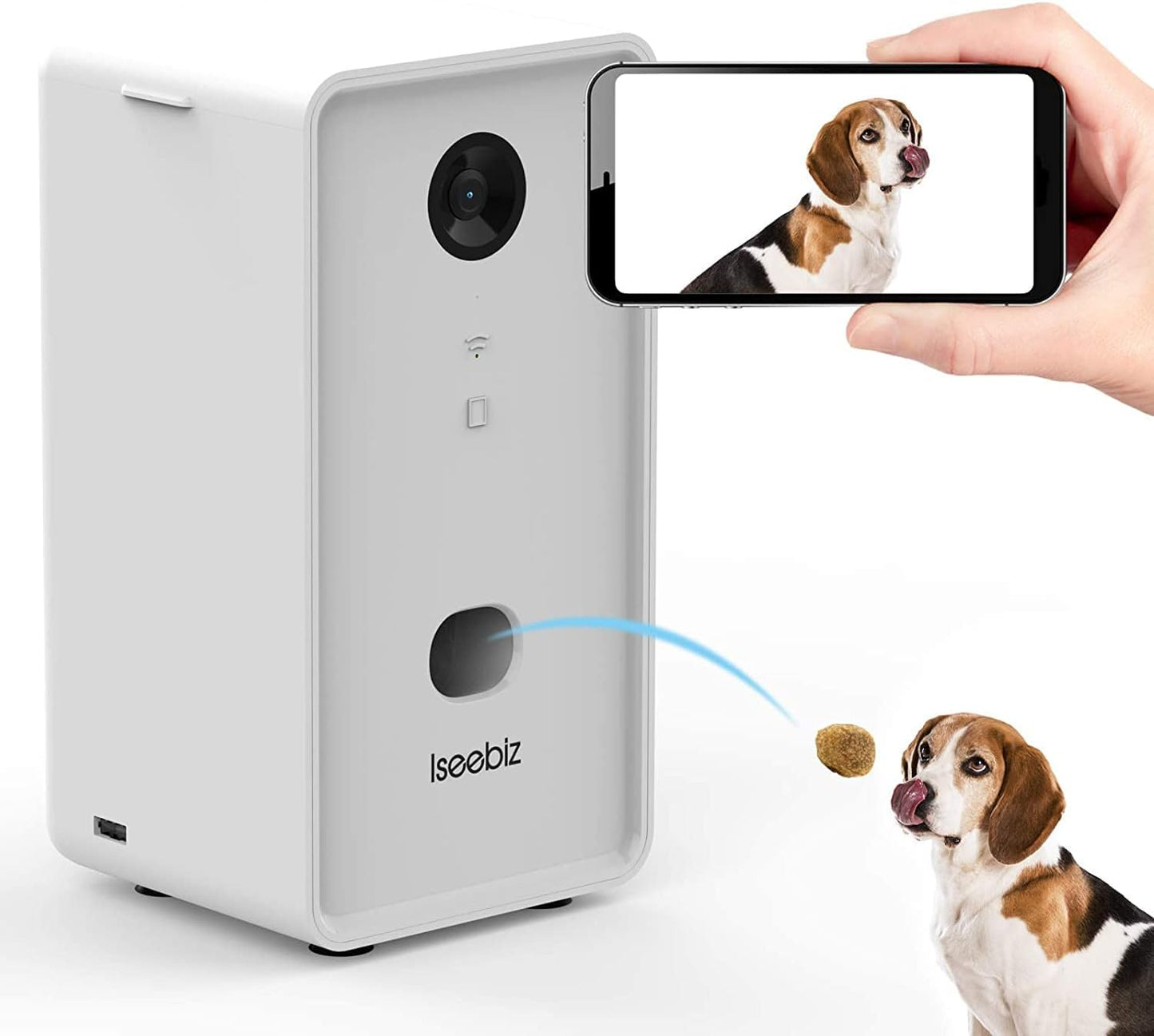 Pet Camera Treat Dispenser, 2.4G & 5G Wifi Dog Camera with 2 Way Audio Talk Listen, 1080P Night Vision Cat Dog Cam, App Control Tossing, Multi Devices Login, Compatible with Alexa (Upgraded)