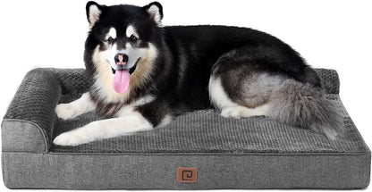 EHEYCIGA Memory Foam Orthopedic XXL Dog Bed, Washable Dog Bed with Waterproof Lining Removable Cover, Extra Large Giant Dog Bed Sofa with Nonskid Bottom Pet Couch Bed, 48X36 Inches, Dark Grey