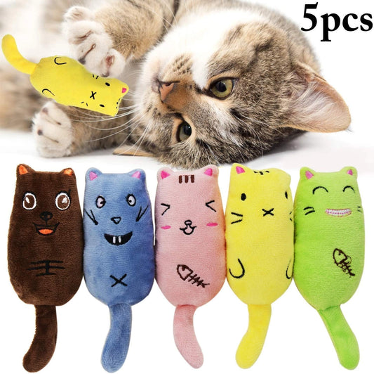 5Pcs Catnip Toy, Cat Chew Toy Bite Resistant Catnip Toys for Cats,Catnip Filled Cartoon Mice Cat Teething Chew Toy (Multicolor1)