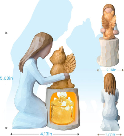 Cat Memorial Gifts - Angel Cat Candle Holder Statue with LED Candle - Cat Loss Sympathy Gift for Cat Lover - Cat Figurines Cat Remembrance Gifts - Cat Decor for Pet Lovers - Memorial Gifts