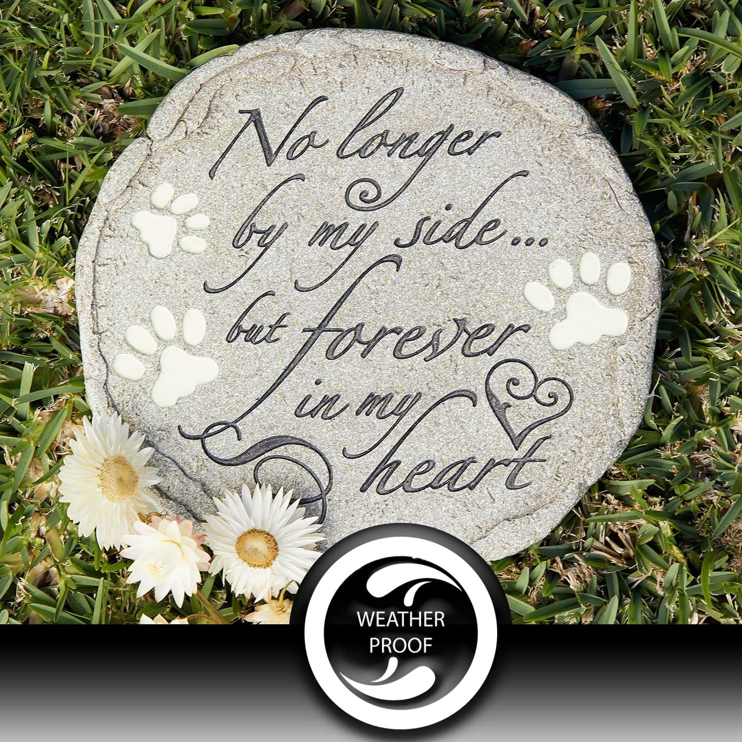 Cat or Dog Grave Marker or Garden Memorial Stone. No Longer by My Side but Forever in My Heart, Rainbow Bridge Pet Memorial Gifts. Waterproof and Weatherproof Pet Plaque, Condolence Gift