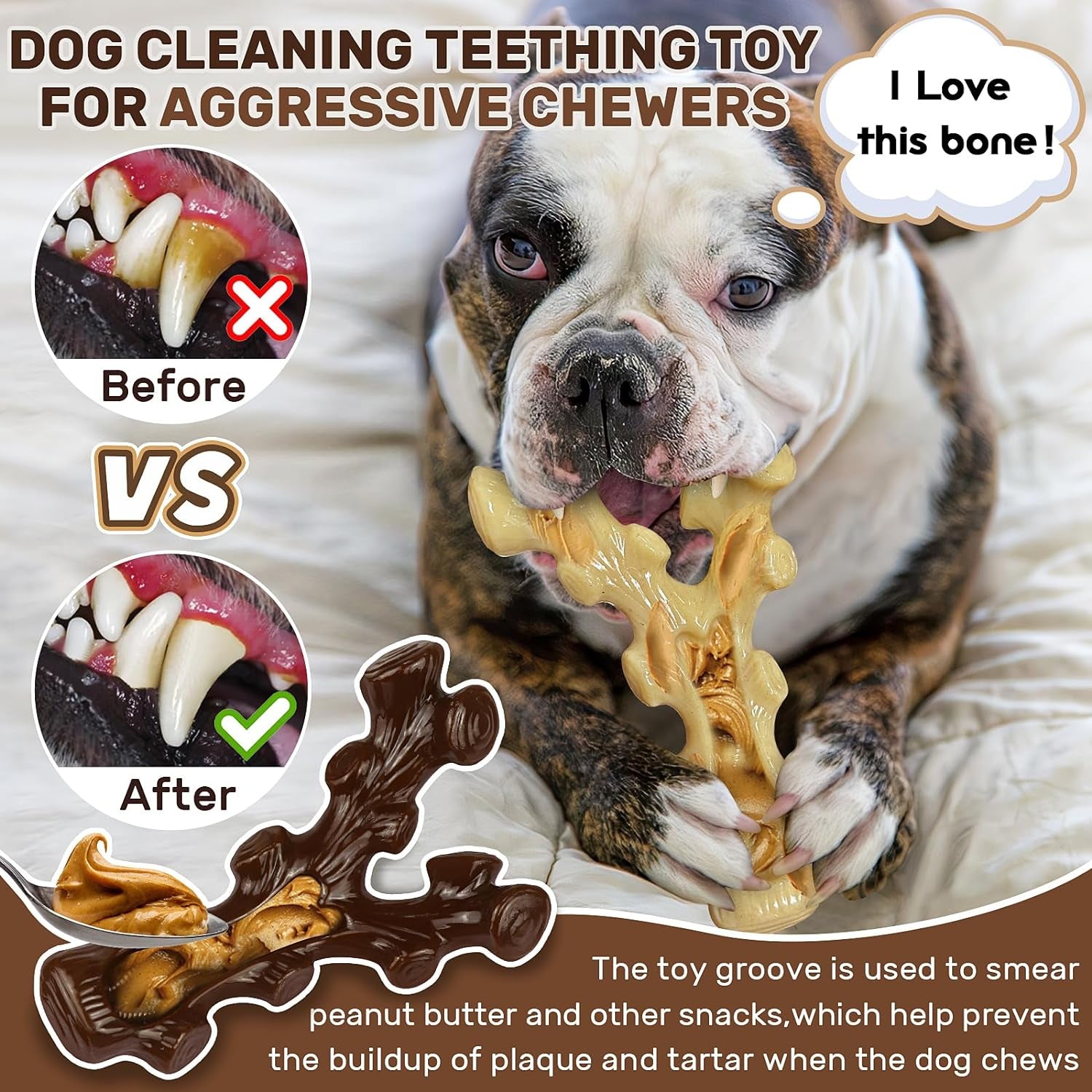 2 Pack Dog Chew Toys for Aggressive Chewers,Boredom and Stimulating Best Dogtoys for Medium/Large Breed,Tough Durable Almost Indestructible Dog Bones for Teeth Cleaning and Training