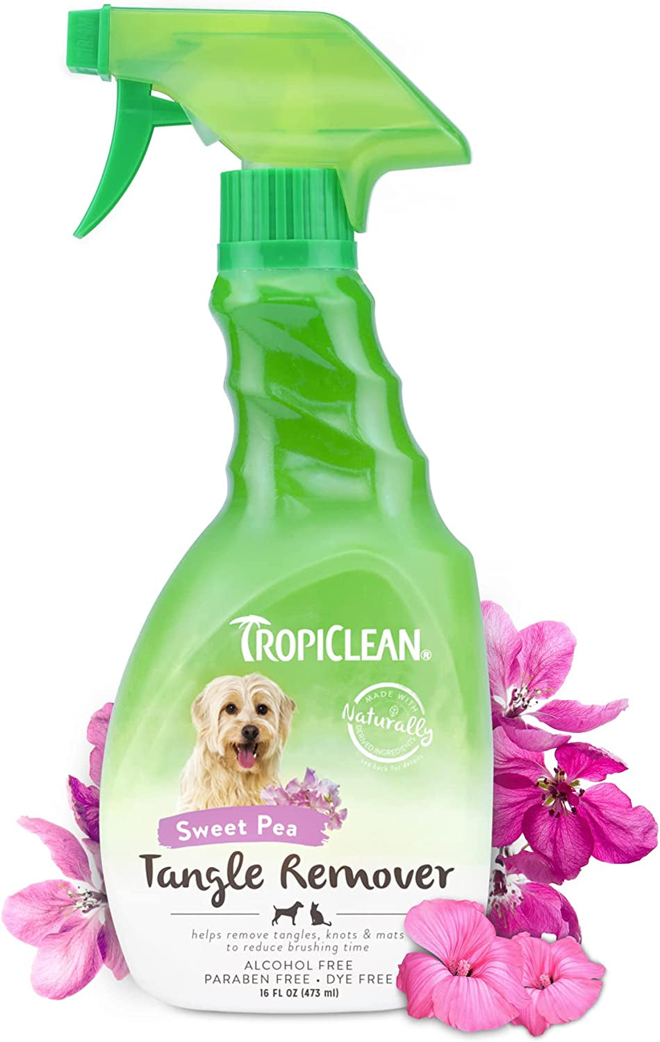 Tropiclean Sweet Pea Cat & Dog Detangler Spray Dematting | Dog Conditioner Spray Derived from Natural Ingredients | Made in the USA | 1 Gallon