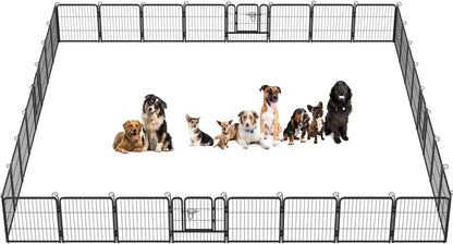 Bestpet Dog Playpen Pet Dog Fence 24"/ 32" /40" Height 8/16/24/32 Panels Metal Dog Pen Outdoor Exercise Pen with Doors for Large/Medium/Small Dogs,Pet Puppy Playpen for Rv,Camping,Yard