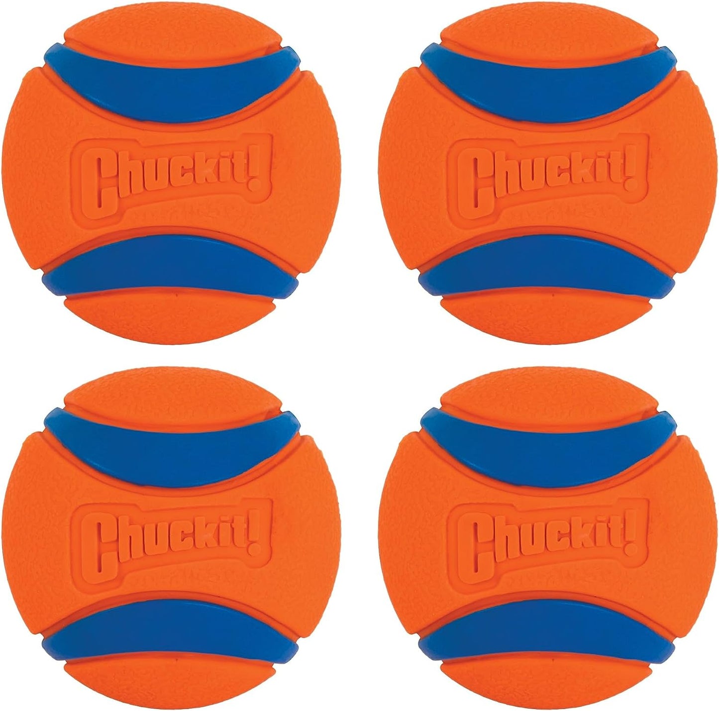 Chuckit Ultra Ball Dog Toy, Medium (2.5 Inch Diameter) Pack of 4, for Breeds 20-60 Lbs