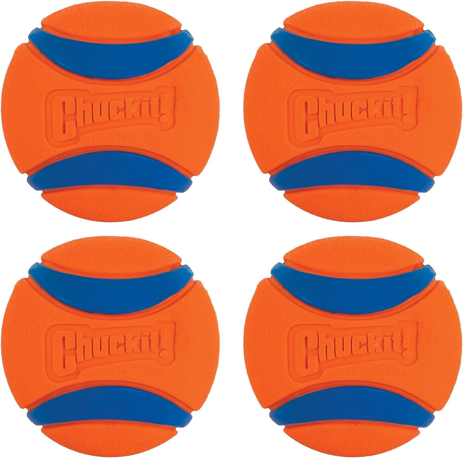 Chuckit Ultra Ball Dog Toy, Medium (2.5 Inch Diameter) Pack of 4, for Breeds 20-60 Lbs