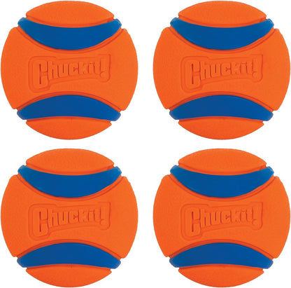 Chuckit Ultra Ball Dog Toy, Medium (2.5 Inch Diameter) Pack of 4, for Breeds 20-60 Lbs