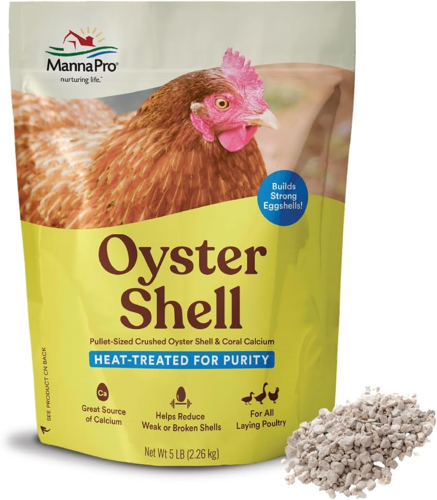 Manna Pro Crushed Oyster Shell | Egg-Laying Chickens | 5 LB